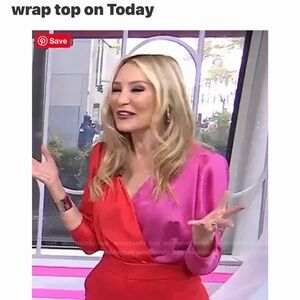 Zara Colorblock Pink and Red Wrap-Style Women’s Top